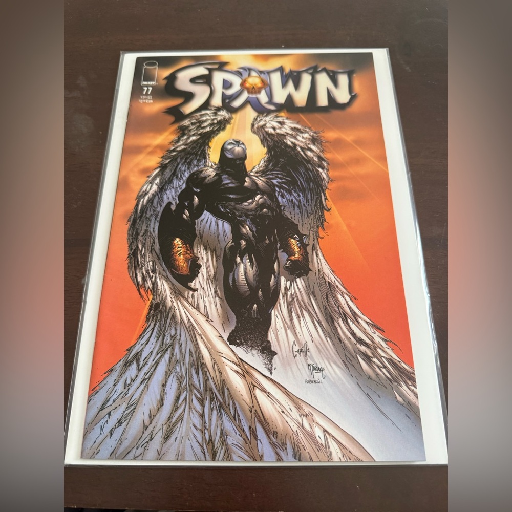 Spawn #77 Comic Book Cover - Black & Orange Artwork